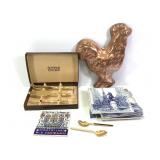 Rooster Jello Mold Cutlery Serving Set & 6 Tiles