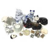 Ceramic Cat & Bear Figurines
