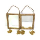2 Mirrors with Tassels in Wood Frames