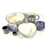 Spongeware Pottery Bowls Pitcher Salt Glaze Mini +