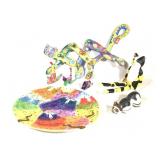 Colorful Handpainted Cat Decor & Ceramic Platter