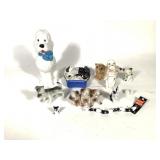 Ceramic Dog Figures, Coin Bank, Shakers +