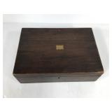 Vtg Wood Box w/ Misc. Fabric & Brushes