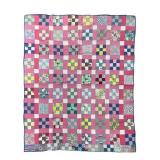 Vtg 9-Patch Colorful Patterned Quilt 77x68 Inches