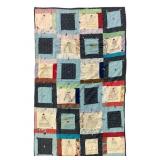 1986 Signed & Dated Tied Quilt 43x69 Inches