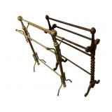 Pr Vtg Quilt Racks - Wood & Brass