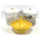 Vintage Kitchen Canister Set & Strainer Spoon