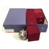 12 Cloisonne Christmas Ornaments w Velvet Boxes