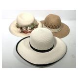3 Ladies Wide Brim Staw Sunhats