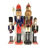 4 Nutcracker Wood Figurines 36" - 24"
