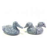 Spongeware Ceramic Duck & Duck Head Bookends