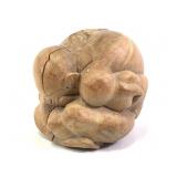 Carved Wood Figure of Man Crying - Large Crack