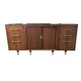 Mid Century Style 6 Drawer Walnut Dresser Credenza