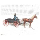 Large Vtg Horse Wagon & Cowboy Toy Set