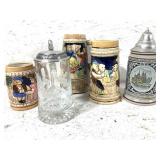 5 Vtg Beer Steins
