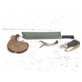 Machete, Gator Head, Canteen, & Antler