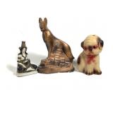 Chalkware & Ceramic Figures Dogs Lady