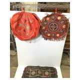 3 Large Leather Embroidered Ottoman Covers