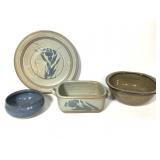 2 Jugtown Pottery Bowls & Stoneware Platter & Bowl