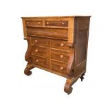 Large Scroll Cut w/ Burl 5 Drawer Dresser