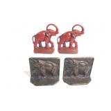 2 Pr Cast Iron Elephant Bookends