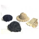 Lastiknit Hosiery Blue Velvet Beret Bk Raffia Tam+