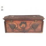 Hand Carved Wood Marquetry Folk Art Box