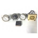 3 Wind Up 1 Electric Clocks & Letterpress Block