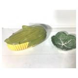 Bordallo Pineiro Cabbage Bowl & Corn Covered Dish