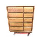 Round Corner Oak 10 Drawer Dresser