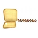 8 Bakelite Bird Napkin Rings 2 Bamboo Serving Tray