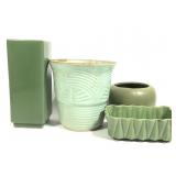 4pcs Green Ceramic  Florentine McCoy Roseville