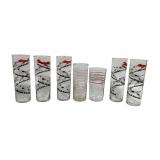 5 Libby Fox Hunt Talley Ho Tumblers + 2 Stripped