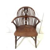 19th C Yew Windsor Lowback Arm Chair