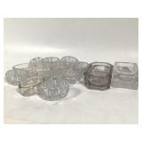 14 pcs Small Glass Candle Holders & Trays