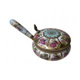 Ornate Porcelain Silent Butler w/ Hinged Lid