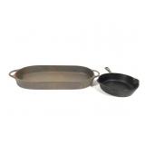 Cast Iron 18' L Oval Pan & Griswold No 5 Skillet