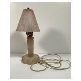 Vtg 30s Art Deco Frosted Pink Boudoir Lamp