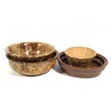 Antique Pudding Mold Spongeware BowlsBrown Betty