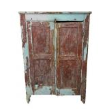 Large Primitive Red & Blue Cupboard