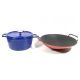 Enameled Cast Iron 14' W Wok & 10 1/4' W Crock Pot