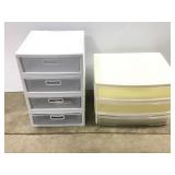 2 Sets of Stackable White Plastic Drawers