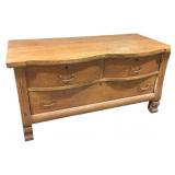 Vtg 3 Drawer Oak Chest