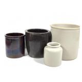 4 Stoneware Crocks 4 1/2' - 7 3/4'
