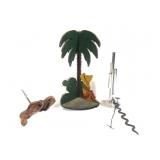 Burl Wood Corkscrew Iron Metal Wood Decor