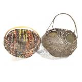 Folk Art Woven Tin Can Baskets