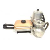 2 Perculator Aluminum Coffee Pot & Elec Skillet