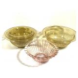 Depression Glass Pink & Golden Glow Bowls