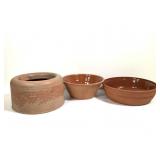 3 Terre Cotta Bowls Signed +