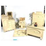 Antique Miniature Doll Furniture Bedroom Suite